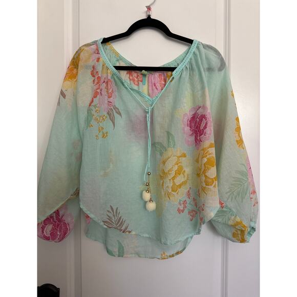 MSRP $190 Farm Rio Floral Boho Peasant Blouse Size XS M | SAME DAY SHIP - Picture 4 of 6